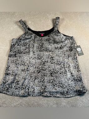 Vince Camuto Tank Sleeveless Pullover Animal Print NWT Black‎ Gray Women's Large
